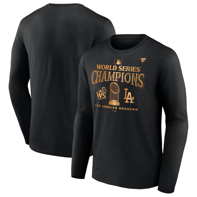 Men's Black Los Angeles Dodgers 2024 World Series Champions Locker Room Parade Long Sleeve T-Shirt